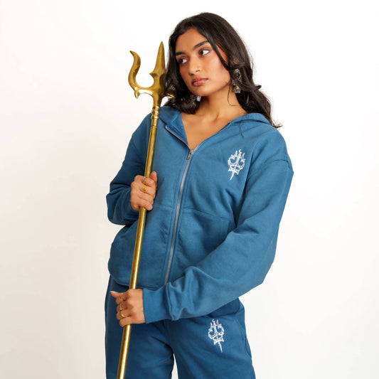 CHAKRA ZIP UP HOODIE BLUE