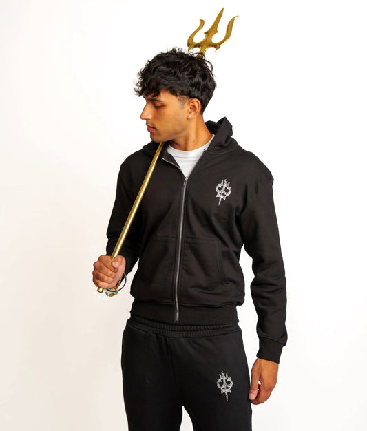CHAKRA ZIP UP HOODIE BLACK