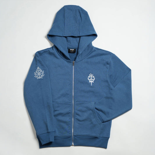 CHAKRA ZIP UP HOODIE BLUE